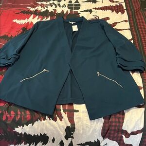 Maurices Teal Blazer with Zipper Details